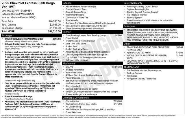 New 2025 Chevrolet Express 3500 Extended w/ Driver Convenience Package image 5