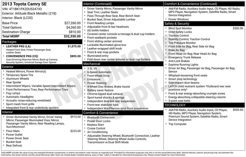 Used 2013 Toyota Camry SE w/ Leather Pkg image 5