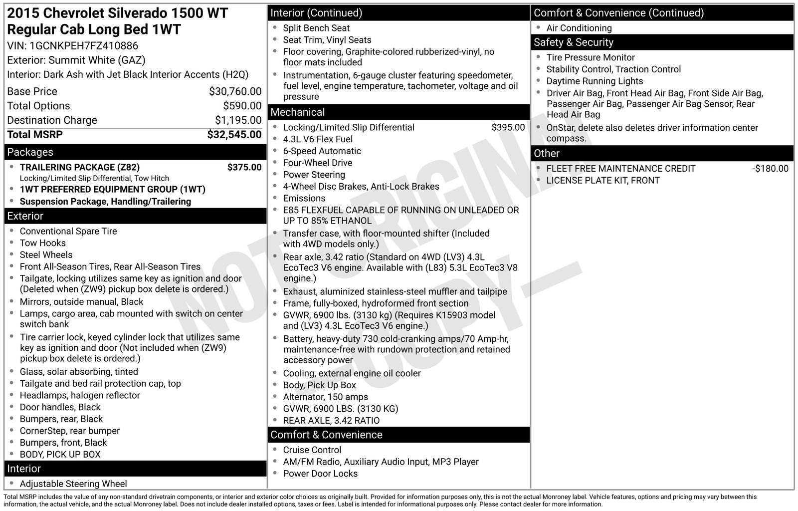 Used 2015 Chevrolet Silverado 1500 W/T w/ Trailering Package image 3