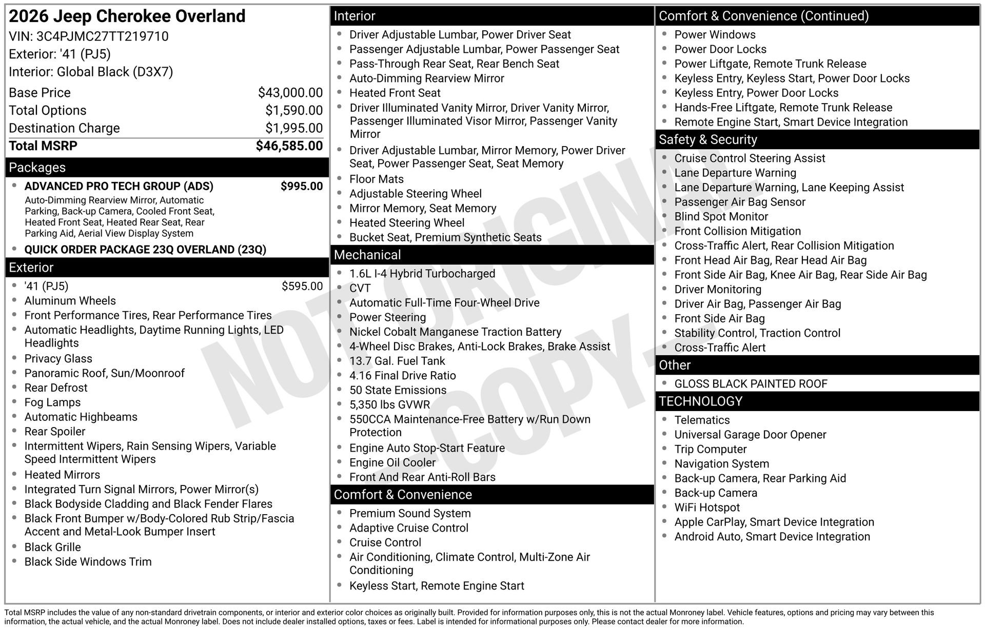 New 2026 Jeep Cherokee Overland w/ Advanced Pro Tech Group AWD/4WD image 4