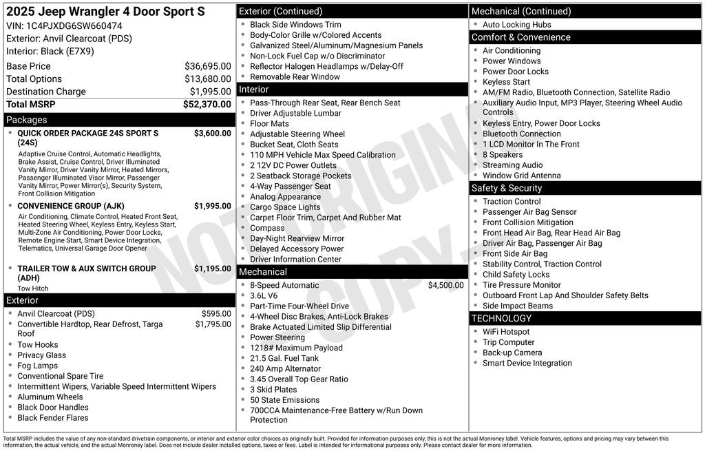 New 2025 Jeep Wrangler Unlimited Sport AWD/4WD image 6