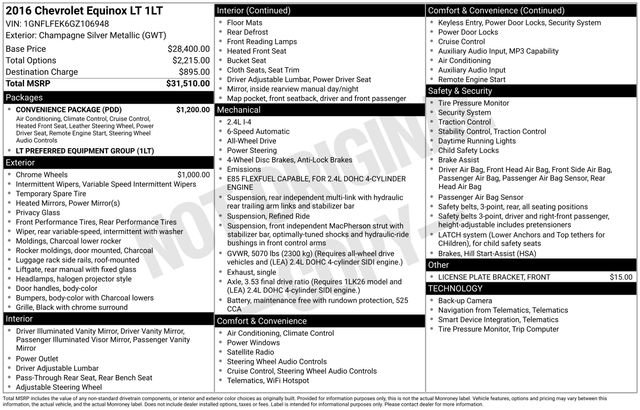 Used 2016 Chevrolet Equinox LT w/ Convenience Package AWD/4WD image 14