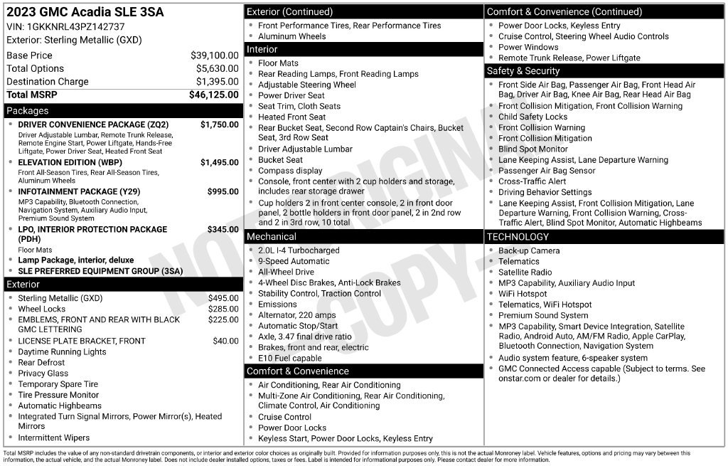 Certified 2023 GMC Acadia SLE w/ Driver Convenience Package AWD/4WD image 18