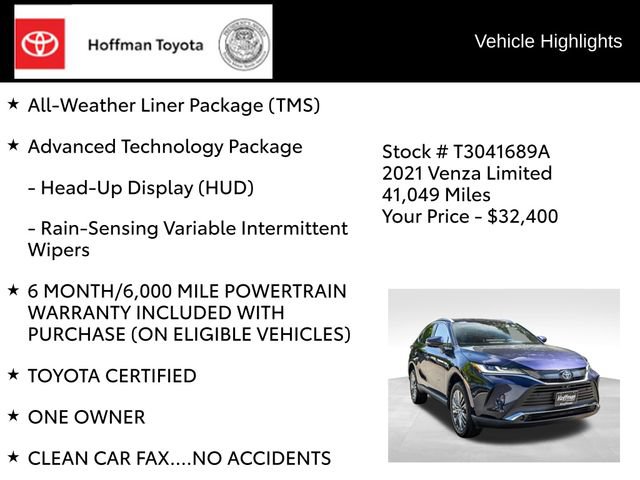 Certified 2021 Toyota Venza Limited w/ Advanced Technology Package AWD/4WD image 8