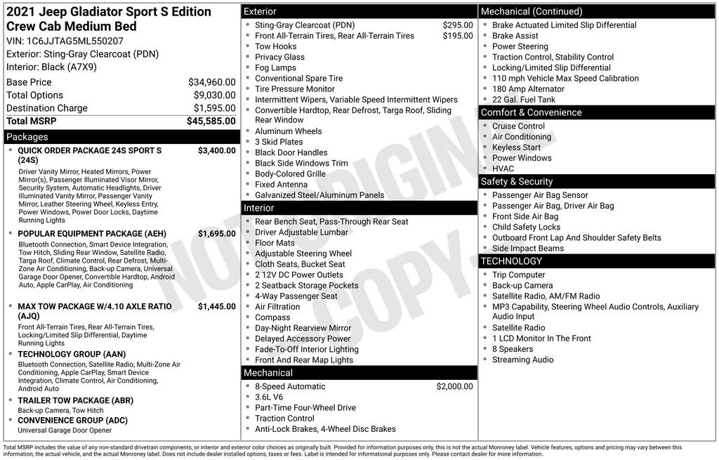 Used 2021 Jeep Gladiator Sport AWD/4WD image 26