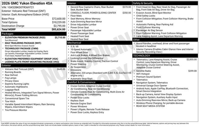 New 2026 GMC Yukon Elevation w/ Elevation Premium Package AWD/4WD image 28