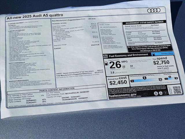 New 2025 Audi A5 2.0T Premium image 17