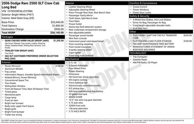 Used 2006 Dodge Ram 2500 Truck SLT w/ Quad Cab Big Horn Value Group image 26