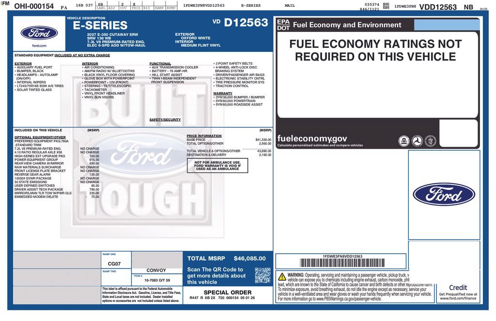New 2027 Ford E-350 and Econoline 350 Super Duty w/ Driver's Safety Package RWD image 20