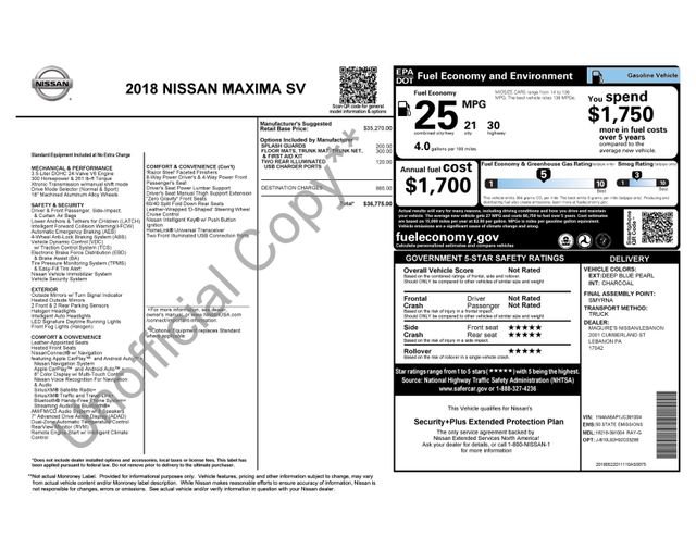 Used 2018 Nissan Maxima 3.5 SV image 10