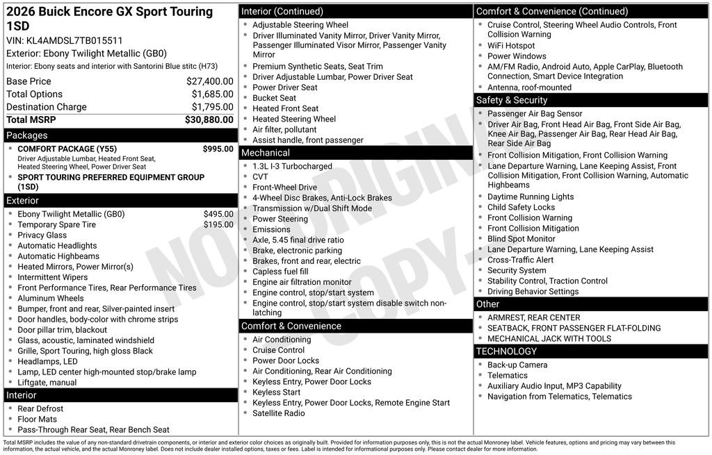 Certified 2026 Buick Encore GX Sport Touring w/ Comfort Package FWD image 7