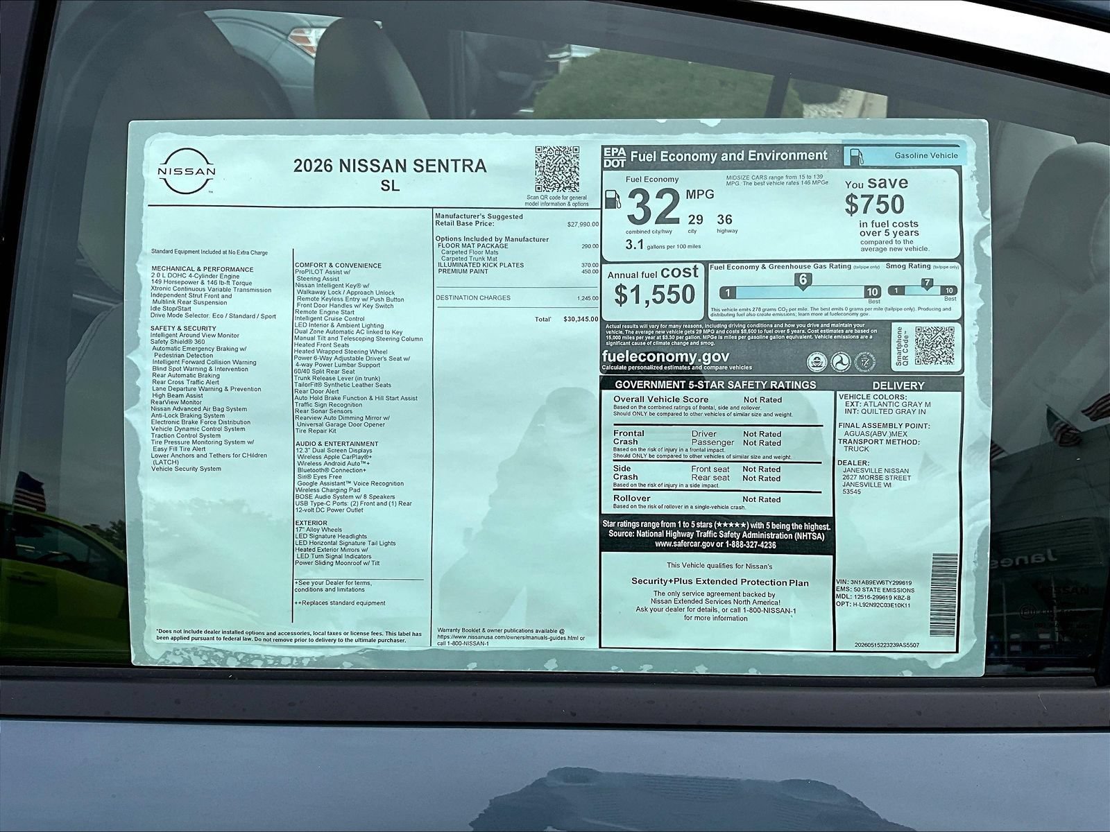 New 2026 Nissan Sentra SL w/ Floor Mat Package FWD image 14