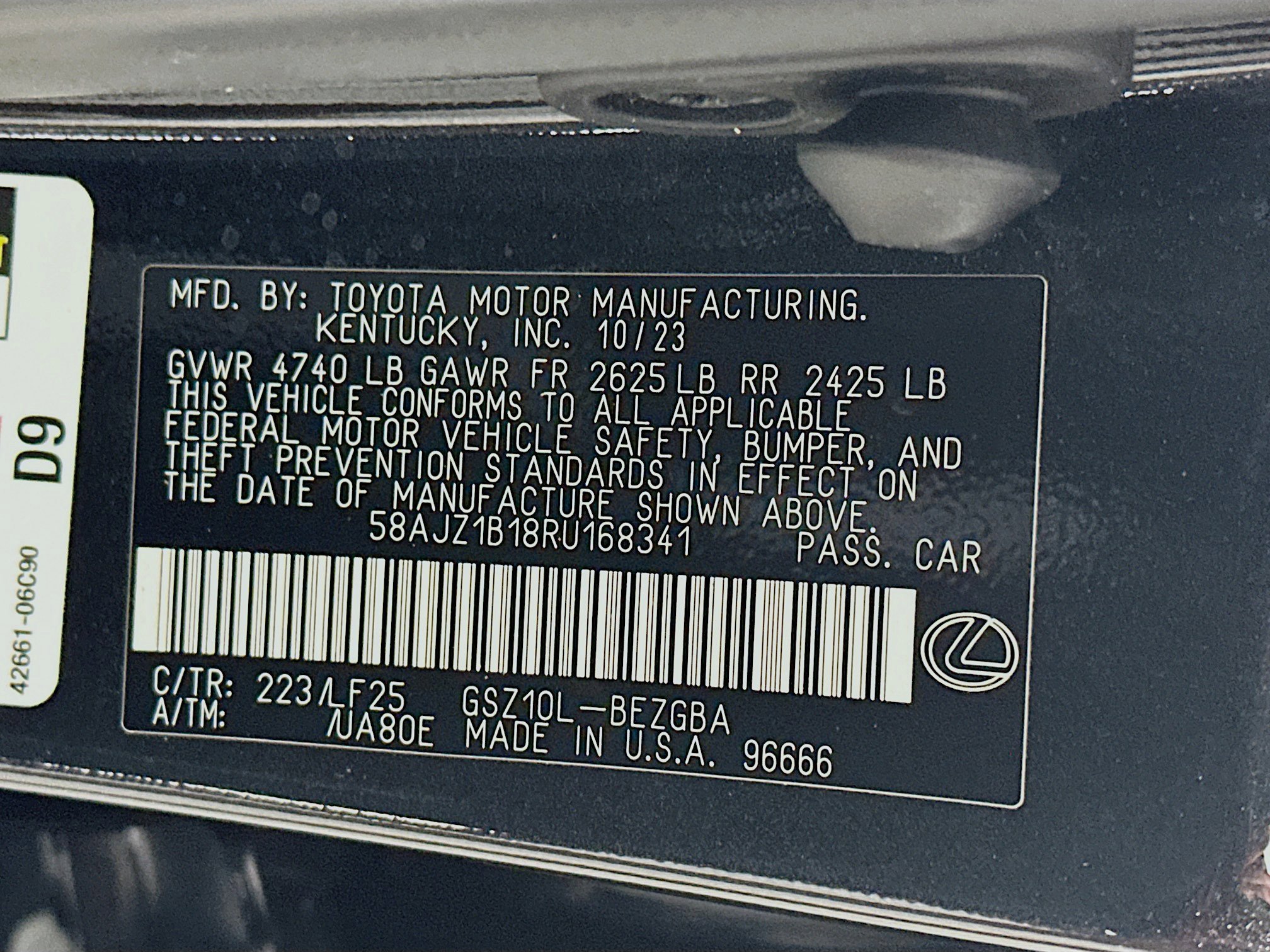 Used 2024 Lexus ES 350 F Sport w/ Accessory Package (Z2) image 12