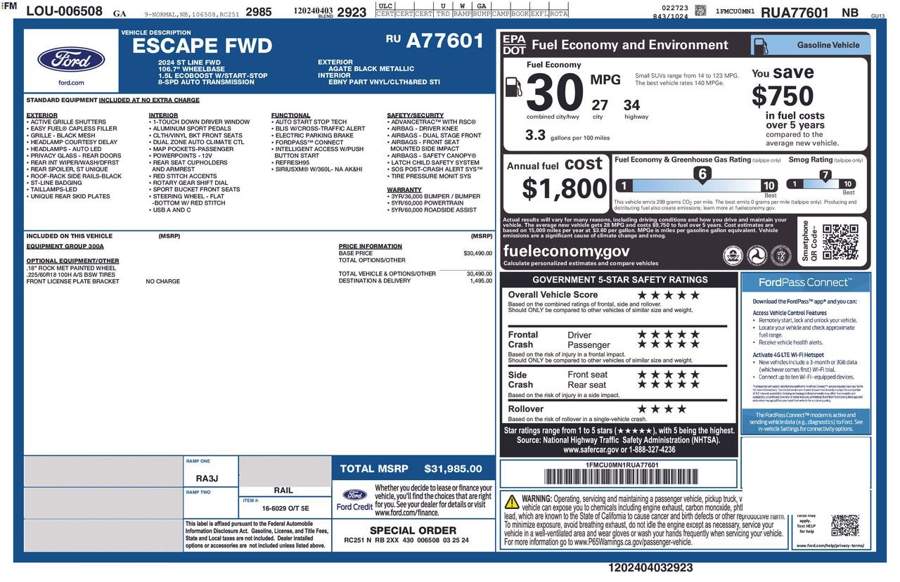 Used 2024 Ford Escape ST-Line FWD image 32