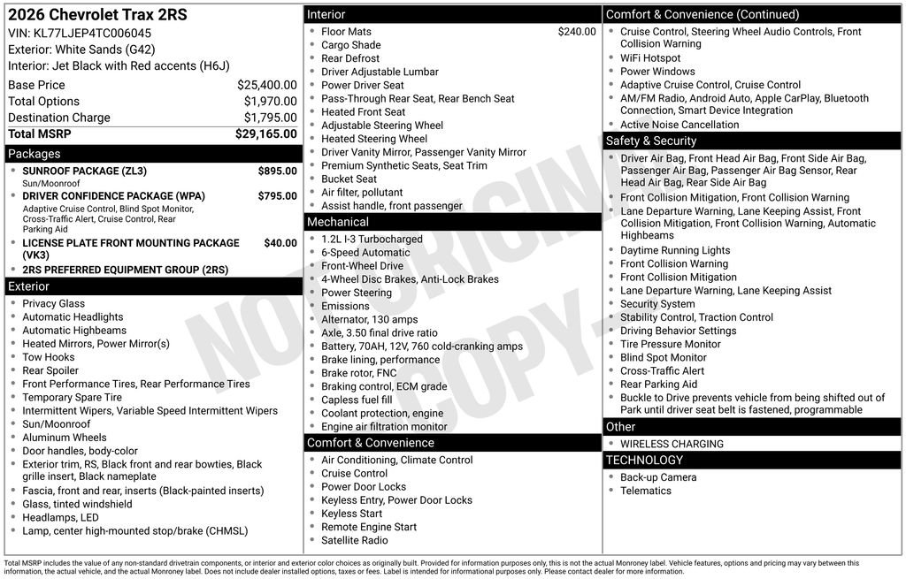 Used 2026 Chevrolet Trax RS w/ Sunroof Package image 27