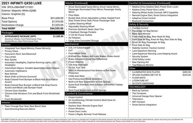 Used 2021 INFINITI QX50 Luxe w/ Appearance Package image 3