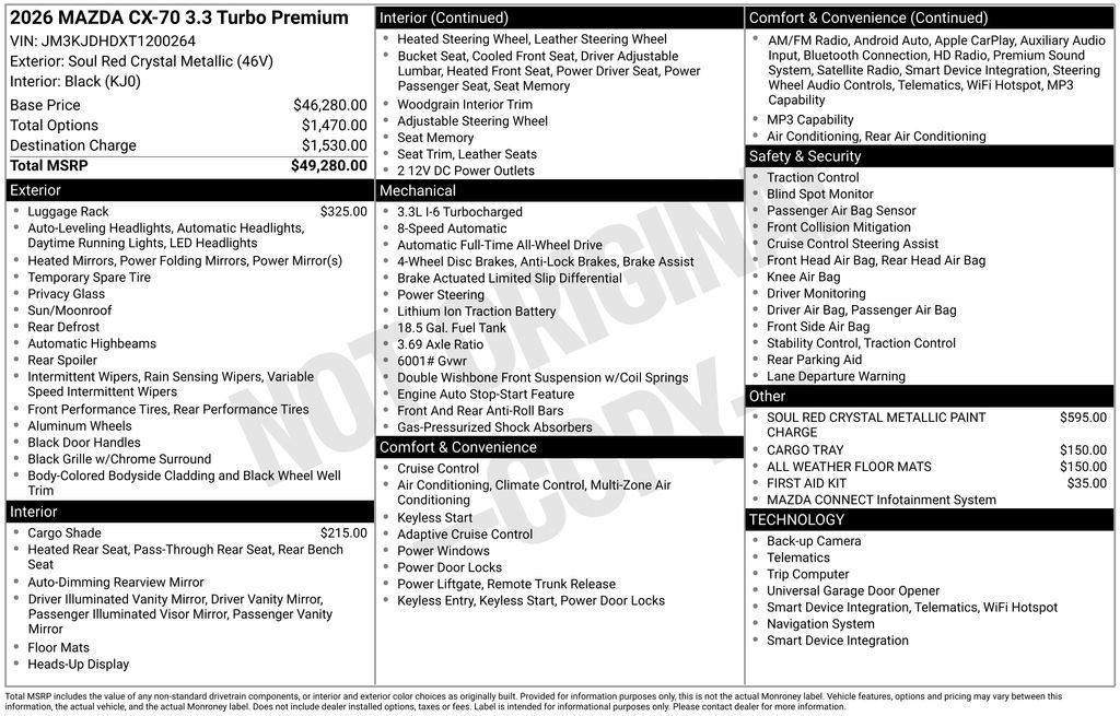 New 2026 MAZDA CX-70 3.3 Turbo w/ Premium Package image 30