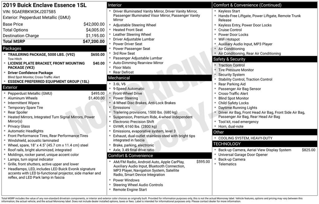 Used 2019 Buick Enclave Essence w/ Trailering Package, 5000 lbs. FWD image 38