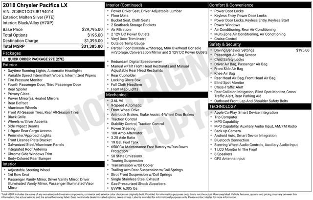 Used 2018 Chrysler Pacifica LX image 5