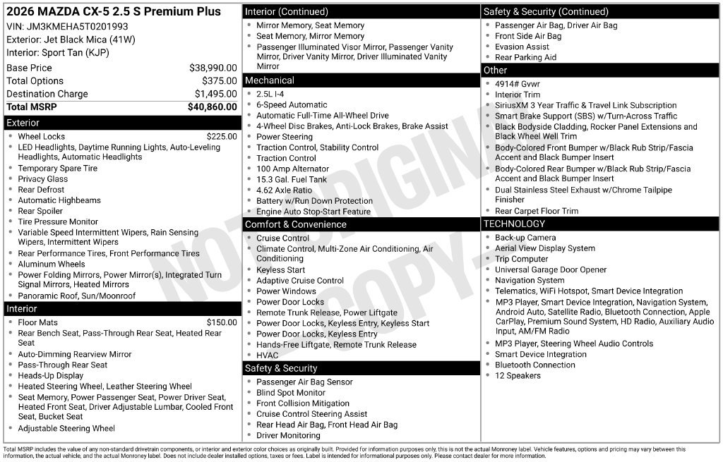 New 2026 MAZDA CX-5 2.5 S w/ Premium Plus Package AWD/4WD image 10