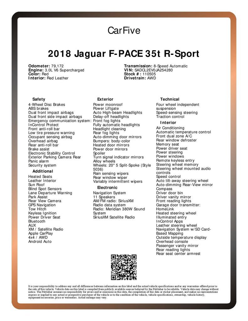 Used 2018 Jaguar F-PACE R-Sport AWD/4WD image 34