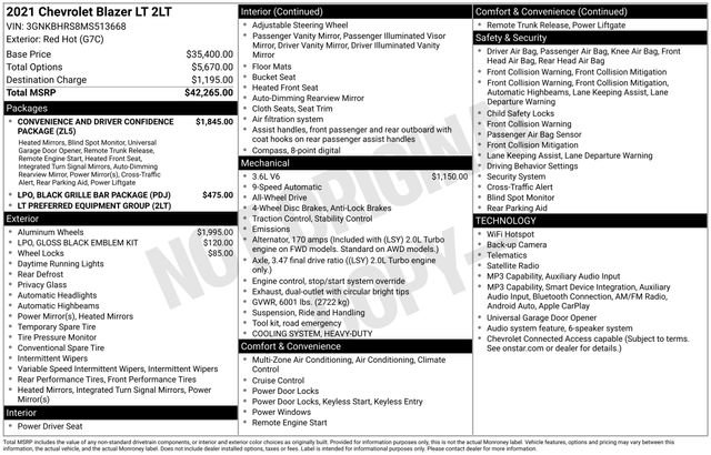 Certified 2021 Chevrolet Blazer LT AWD/4WD image 4