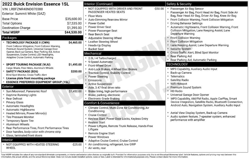 Certified 2022 Buick Envision Essence w/ Technology Package II FWD image 44