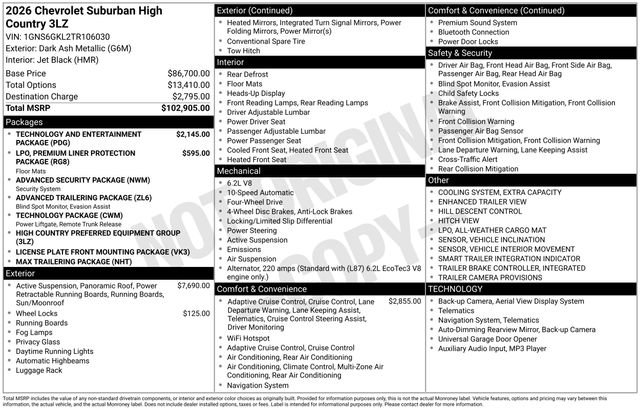 New 2026 Chevrolet Suburban High Country image 18