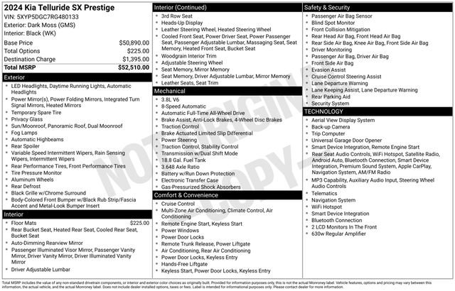 Certified 2024 Kia Telluride SX Prestige AWD/4WD image 58