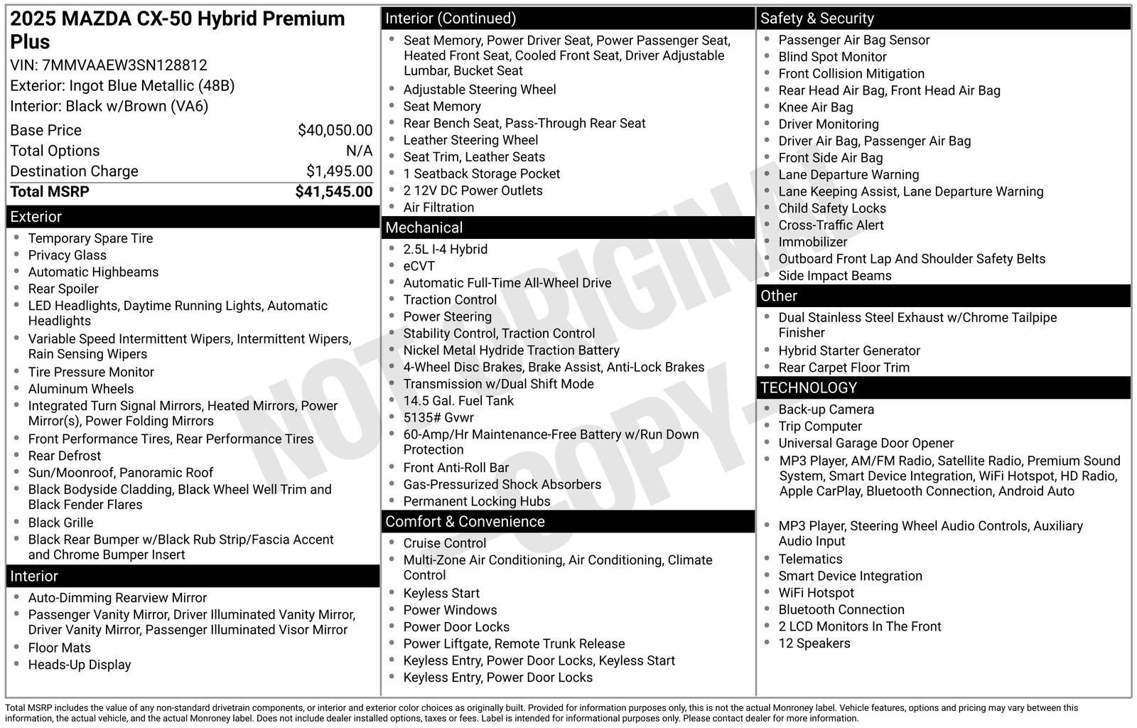 Certified 2025 MAZDA CX-50 2.5 Hybrid w/ Premium Plus Pkg AWD/4WD image 25