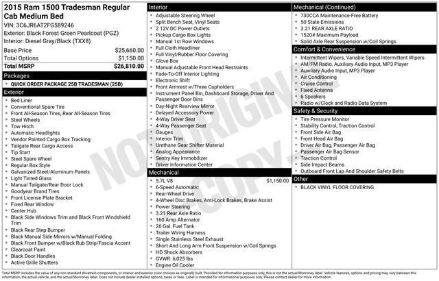 Used 2015 RAM 1500 Tradesman