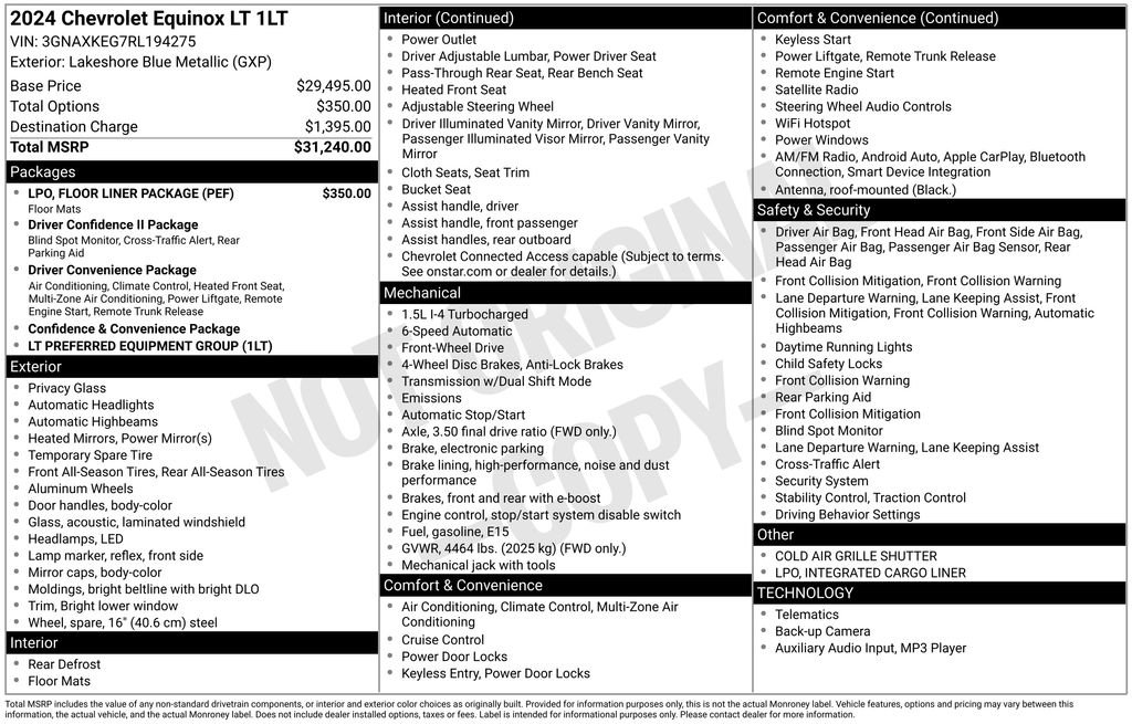 Used 2024 Chevrolet Equinox LT w/ LPO, Floor Liner Package image 4