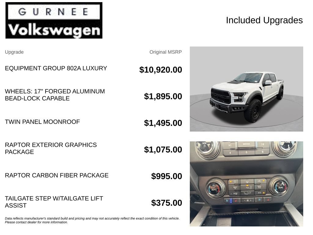 Used 2020 Ford F150 Raptor w/ Equipment Group 802A Luxury AWD/4WD image 4