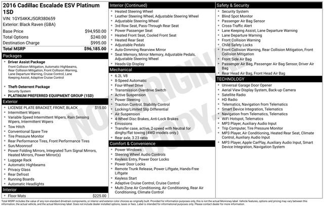 Used 2016 Cadillac Escalade ESV Platinum AWD/4WD image 28