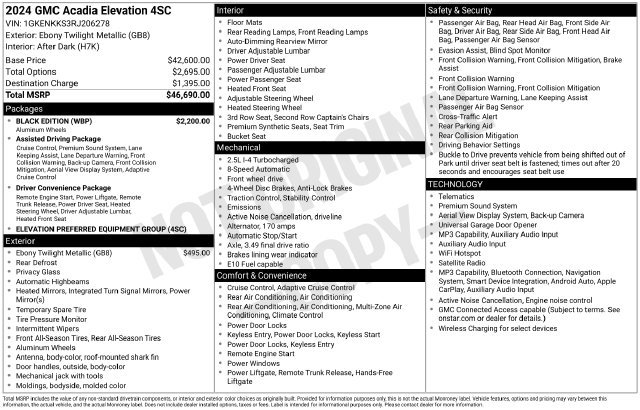 Certified 2024 GMC Acadia Elevation w/ Black Edition FWD image 7