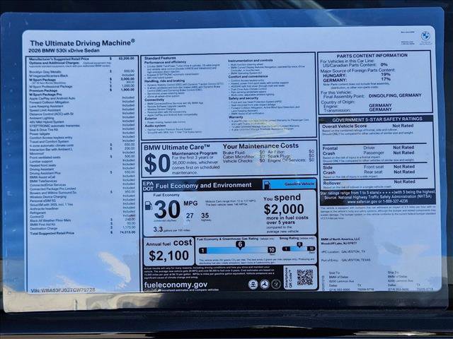 New 2026 BMW 530i xDrive w/ M Sport Package AWD/4WD image 17