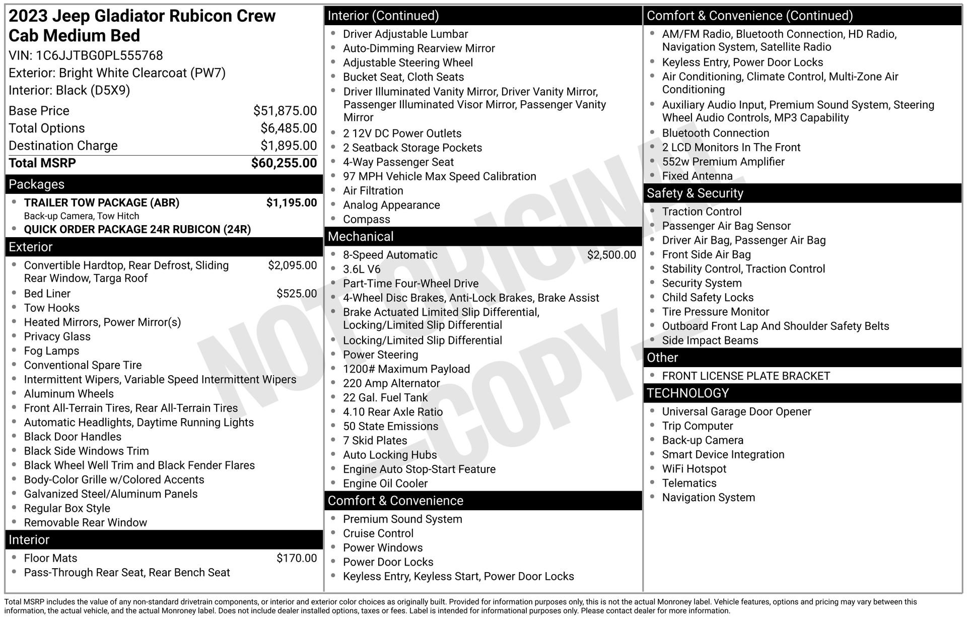 Used 2023 Jeep Gladiator Rubicon w/ Trailer Tow Package AWD/4WD image 18