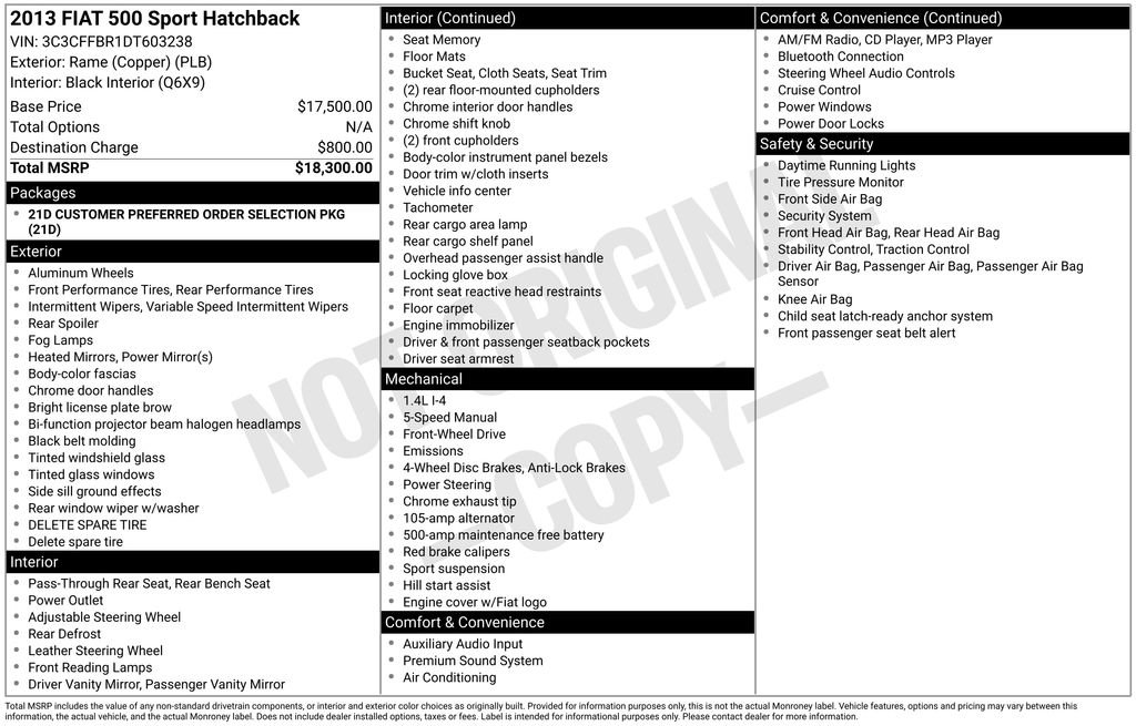 Used 2013 FIAT 500 Sport image 14