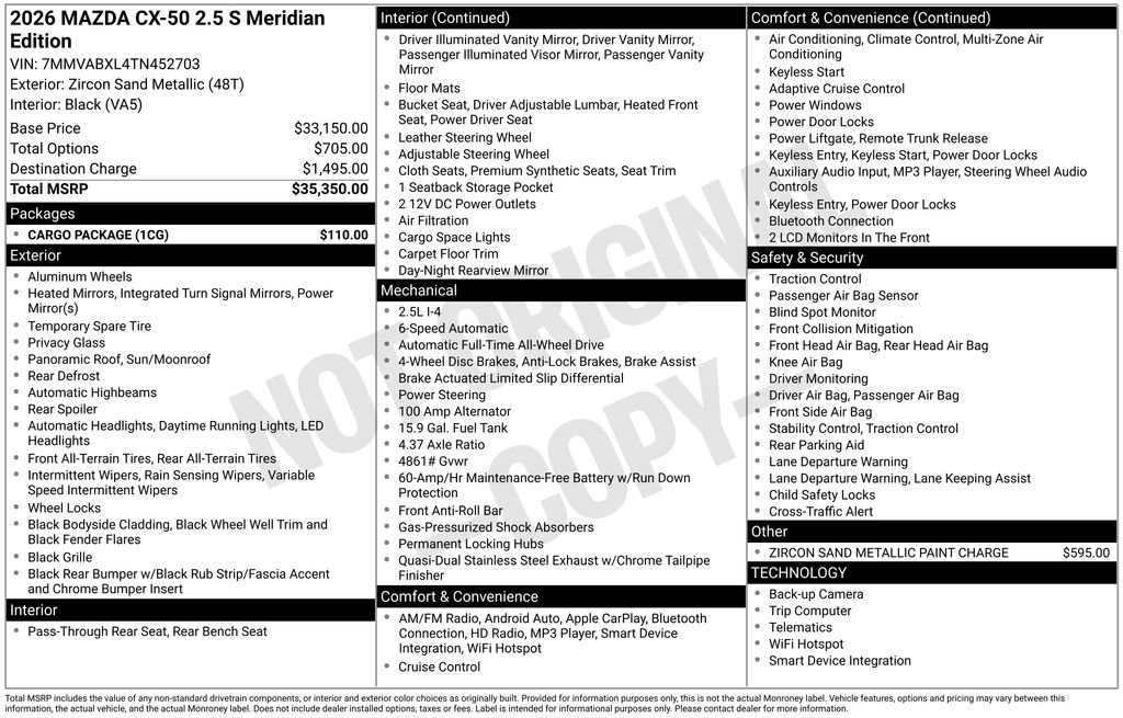 Used 2026 MAZDA CX-50 Meridian Edition w/ Cargo Package image 10