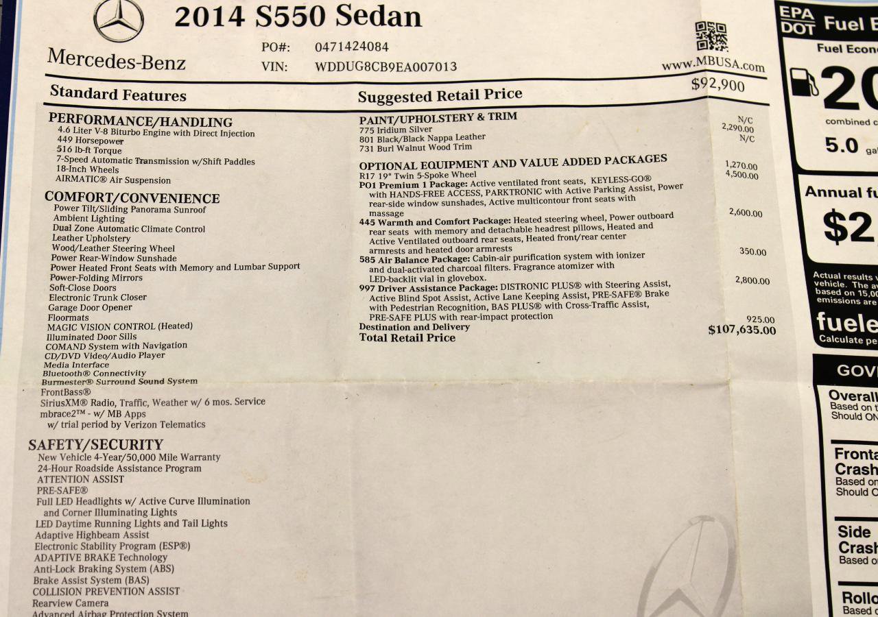 Used 2014 Mercedes-Benz S 550 4dr Sdn S 550 RWD image 95