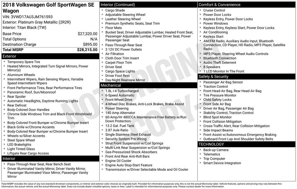 Used 2018 Volkswagen Golf SE image 5