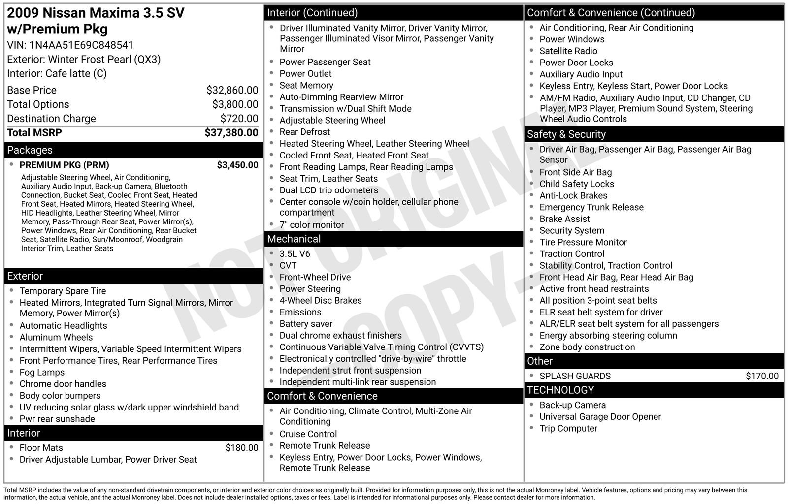 Used 2009 Nissan Maxima 3.5 SV w/ Premium Pkg image 4