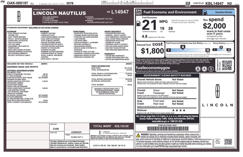 Used 2019 Lincoln Nautilus Reserve AWD/4WD image 33