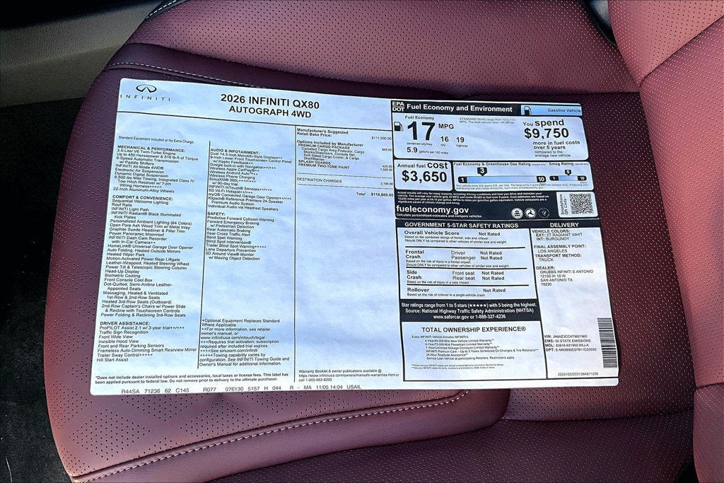 Certified 2026 INFINITI QX80 Autograph w/ Premium Cargo Package AWD/4WD image 14