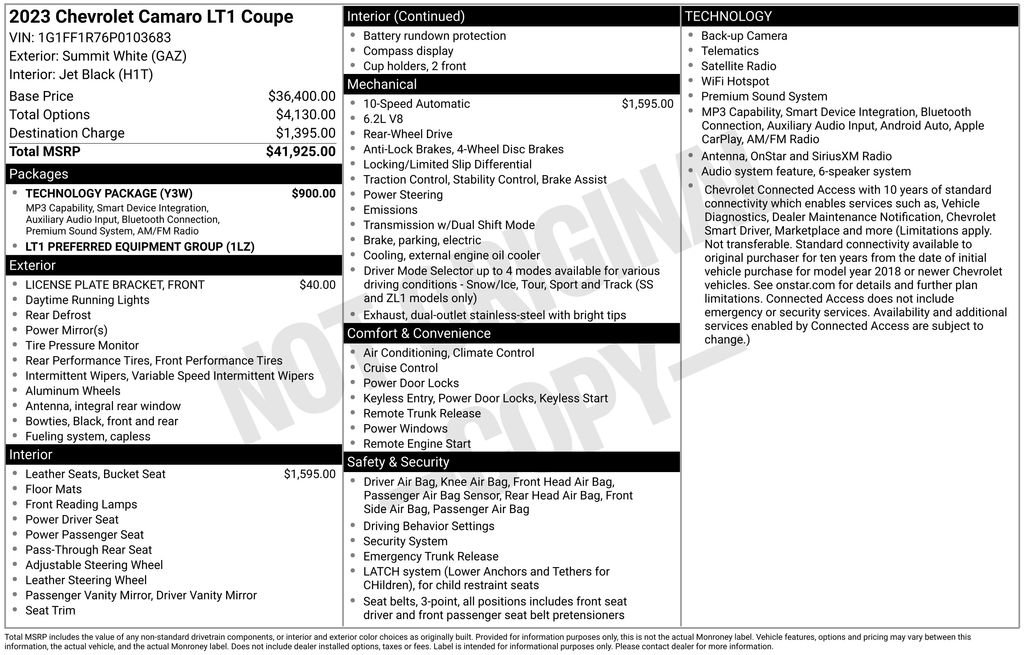 Used 2023 Chevrolet Camaro LT w/ Technology Package RWD image 40