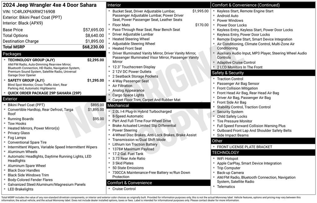 New 2024 Jeep Wrangler Unlimited Sahara w/ Technology Group AWD/4WD image 37