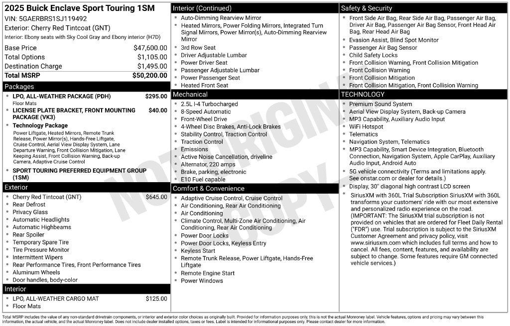 Certified 2025 Buick Enclave Sport Touring w/ LPO, All-Weather Package FWD image 12