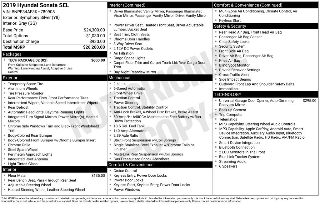 Used 2019 Hyundai Sonata SEL w/ Tech Package 02 FWD image 4