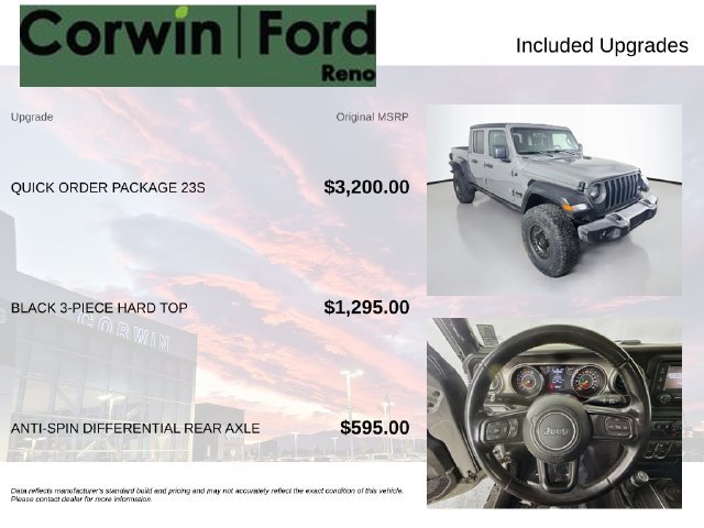 Used 2020 Jeep Gladiator Sport w/ Quick Order Package 23S AWD/4WD image 3