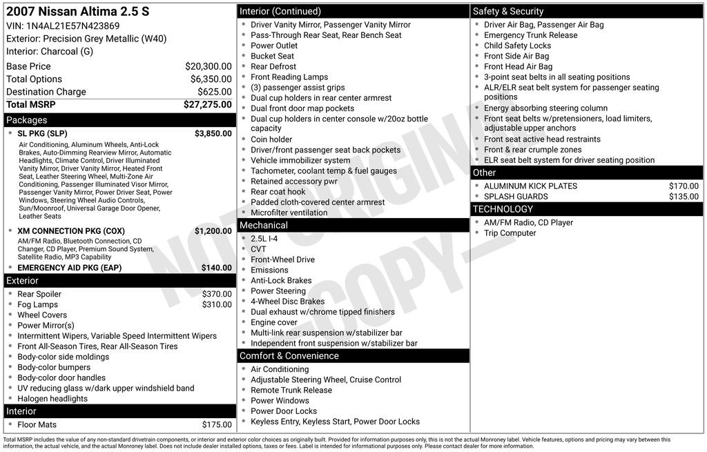 Used 2007 Nissan Altima 2.5 S w/ SL Pkg image 15